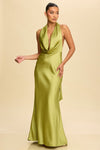 COWL NECK SATIN DRESS