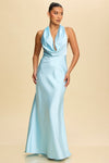 COWL NECK SATIN DRESS