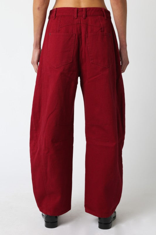 BURGUNDY BARREL JEAN