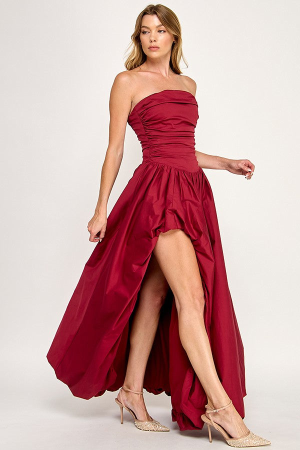 POPLIN STRAPLESS GOWN