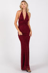 BURGUNDY BEADED LONG DRESS