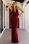 BURGUNDY BEADED LONG DRESS