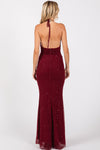 BURGUNDY BEADED LONG DRESS