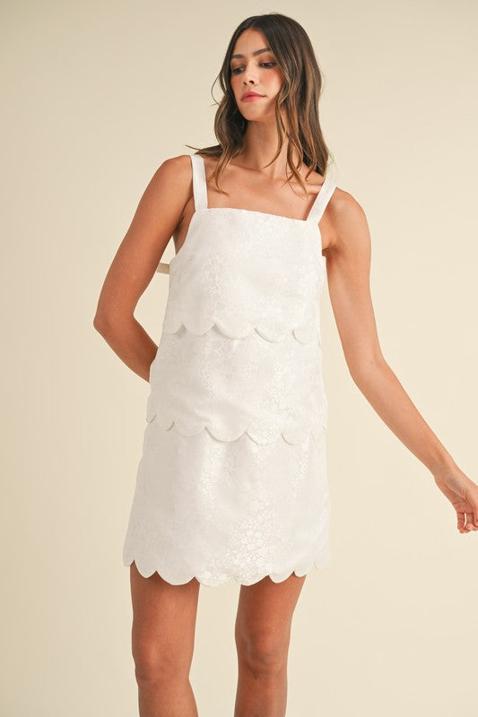 SCALLOPPED HEMLINE MINI DRESS