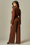 RIBBED COLLAR PANT SET