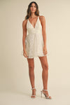 CREAM SEQUIN DEEP V MINI