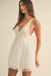 CREAM SEQUIN DEEP V MINI