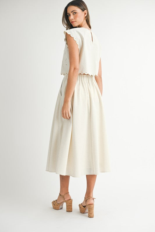 SCALLOP MIDI SKIRT SET