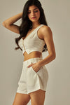 ANTIQUE WHITE VEST SHORT SET
