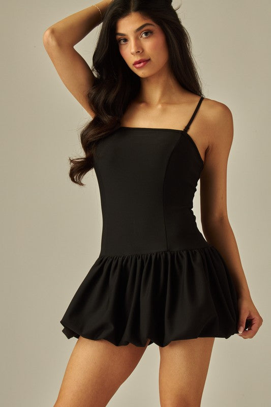 BLACK BALLOON MINI DRESS