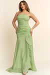 RUFFLE SLIT GREEN GOWN
