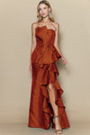 TAFFETTA RUFFLE GOWN
