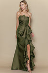 TAFFETTA RUFFLE GOWN
