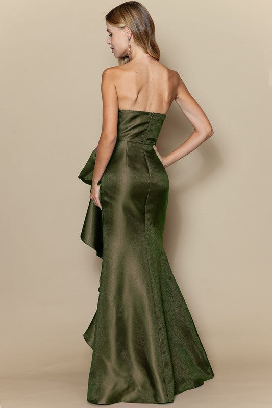 TAFFETTA RUFFLE GOWN