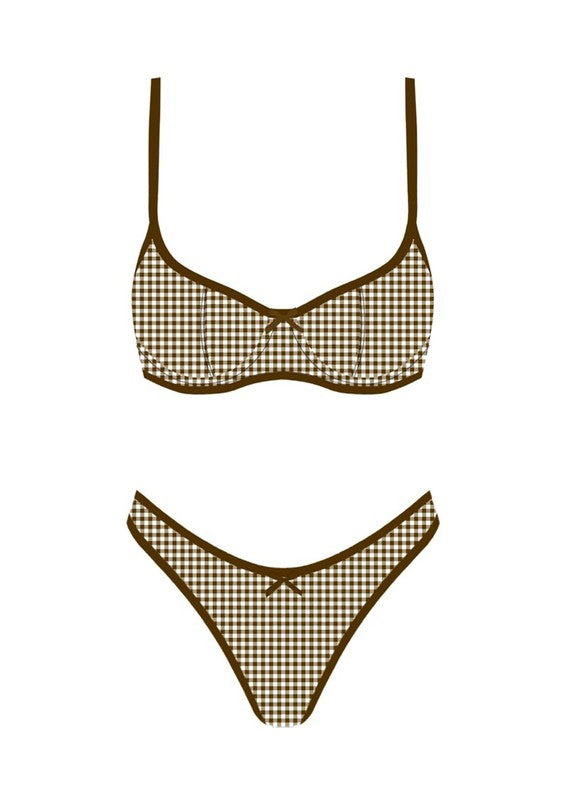 BROWN GINGHAM BIKINI