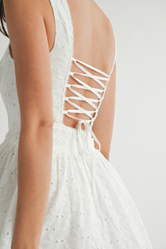 EYELET BUSTIER LACE UP MINI