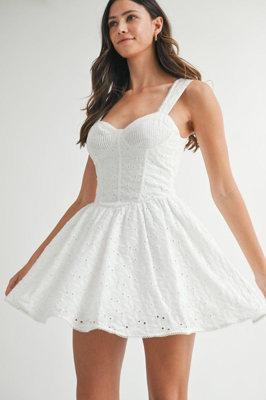 EYELET BUSTIER LACE UP MINI