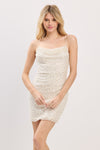 HALTER BACK STRAP BEADED MINI DRESS