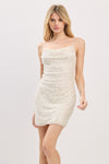 HALTER BACK STRAP BEADED MINI DRESS