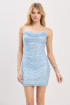 HALTER BACK STRAP BEADED MINI DRESS