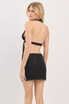 OPEN BACK BEADED HALTER MINI