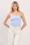 BABY BLUE STRAPLESS BEADED TOP