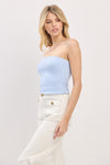 BABY BLUE STRAPLESS BEADED TOP