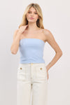 BABY BLUE STRAPLESS BEADED TOP