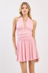 BEADED HALTER NECK MINI DRESS