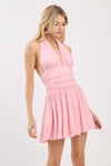 BEADED HALTER NECK MINI DRESS