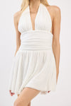 BEADED HALTER NECK MINI DRESS