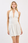BEADED HALTER NECK MINI DRESS