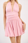BEADED HALTER NECK MINI DRESS