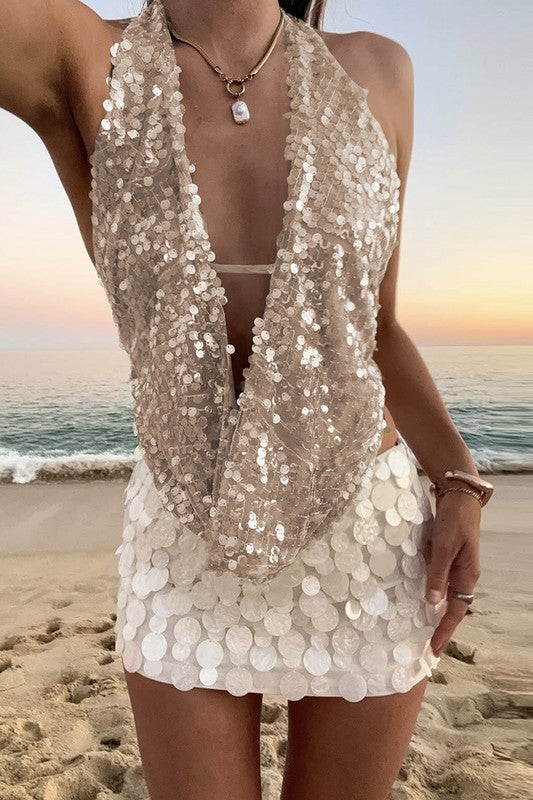 SEQUIN HALTER TOP