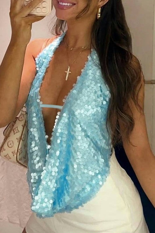 SEQUIN HALTER TOP