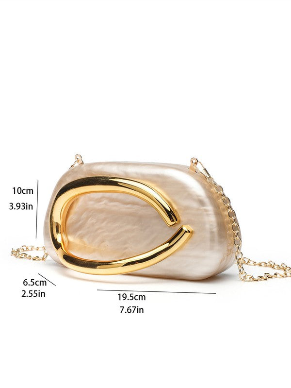 GOLD CIRCLE ACRYLIC CLUTCH