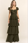 RUFFLED SLEEVE LONG DRESS