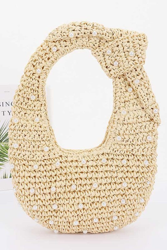 STRAW PEARL HOBO BAG