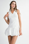 WHITE KNIT WOVEN BUBBLE MINI