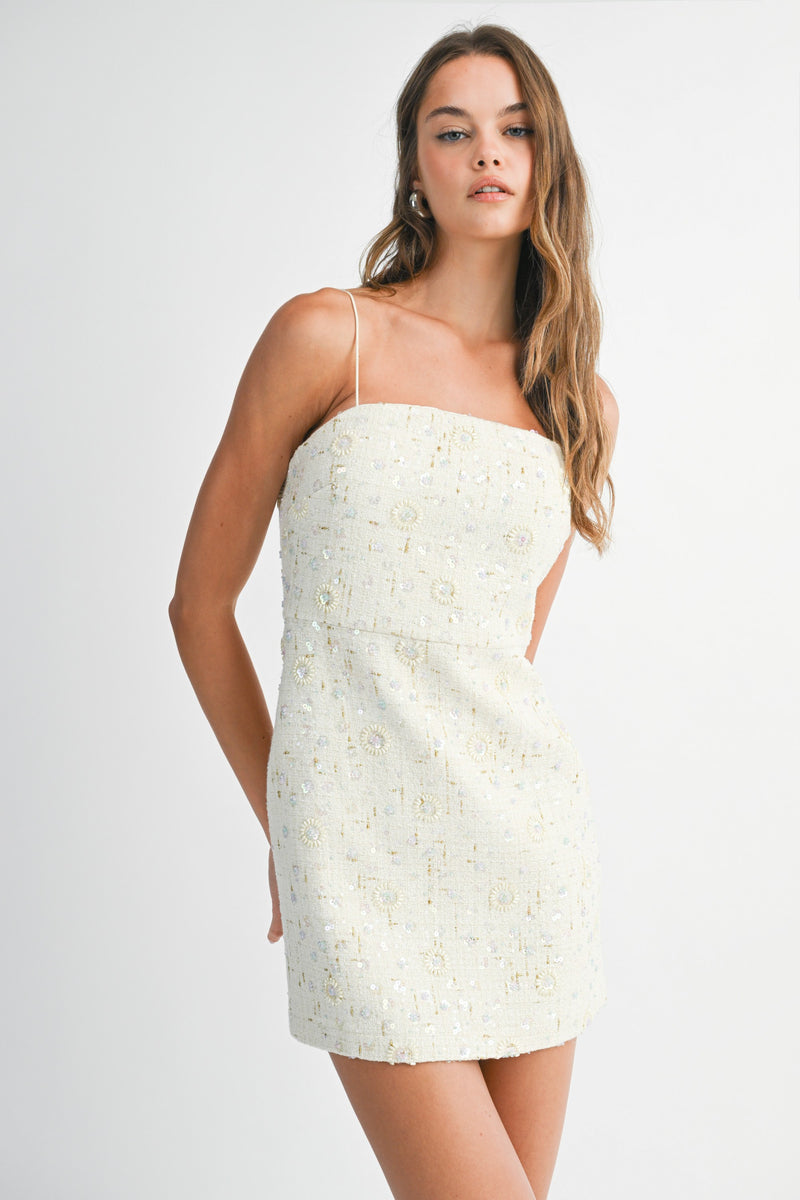 BEADED TWEED SPAGUETTI MINI