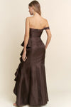 CHOCO OFF SHOULDER STRAP GOWN
