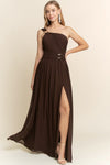 METAL RING SHOULDER GOWN