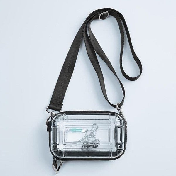 BLACK STRAP CLEAR BAG