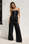 BLACK EMBELLISHED BUTTONS JUMPSUIT