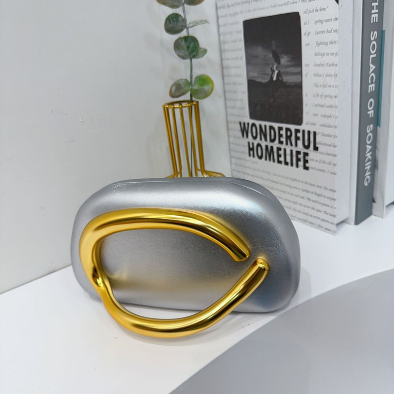 MATTE GOLD HANDLE CLUTCH