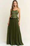 OLIVE PEPLUM GOWN