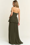 PLEATED CHIFFON MAXI DRESS