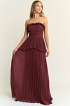 PLEATED CHIFFON MAXI DRESS