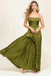 ASSYMETRICAL RUFFLE OLIVE GOWN