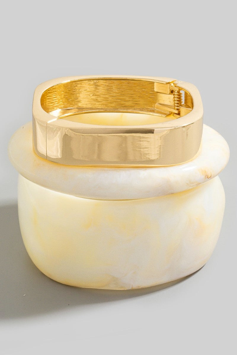 IVORY MARBLE RESIN METALLIC BANGLE SET